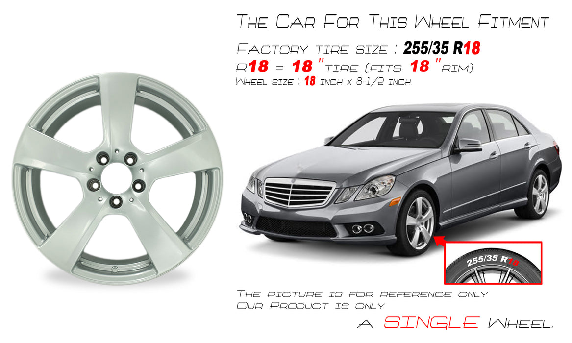 REAR For Mercedes-Benz E-Class E350 E550 Cpe Conv OEM Design Wheel 18" 18X8.5 2011-2013 Silver Single Replacement Rim