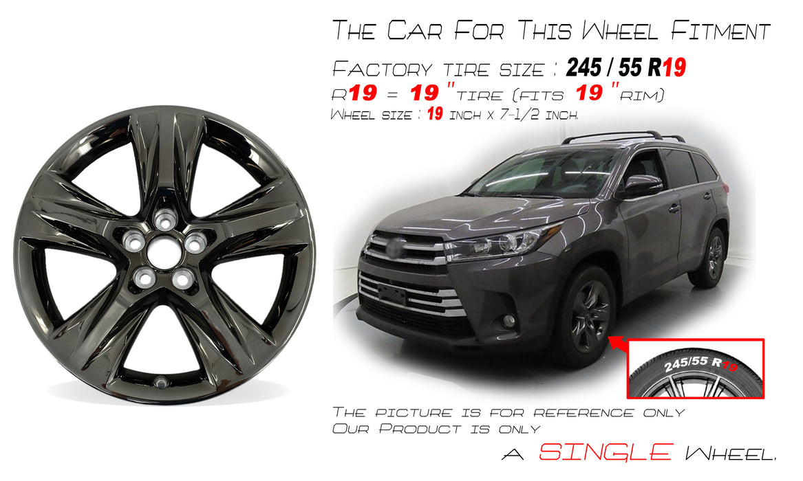 NEW Single 19" Dark Chrome Wheel for 2017-2019 Toyota Highlander OEM Style Factory Alloy Rim