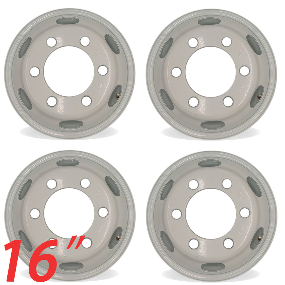 16" Set of 4 16x6 White Steel Wheels For ISUZU NPR NPR-HD NQR 1995-2025 OEM Quality Replacement Rim 8971451132