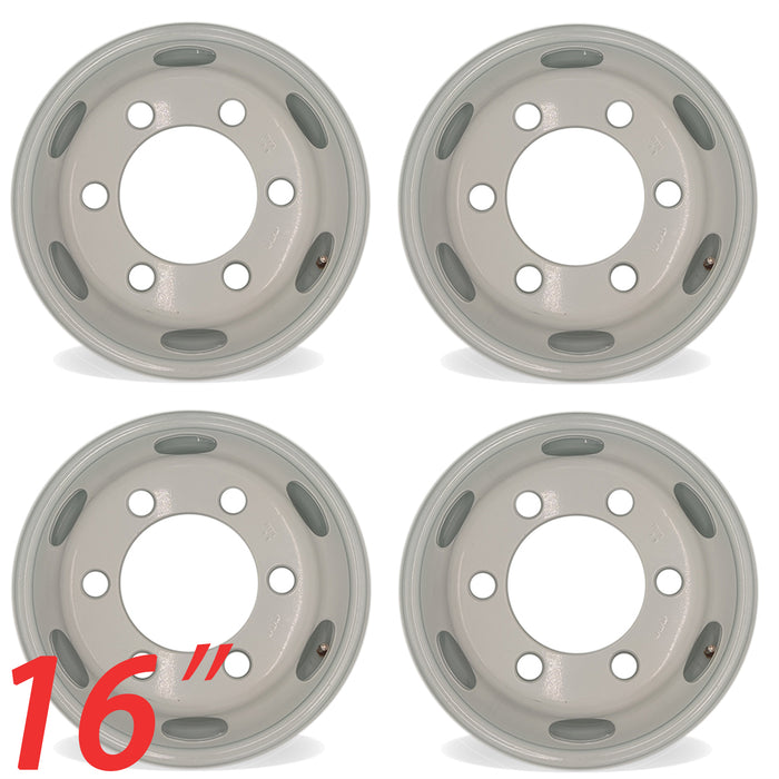 16" Set of 4 16x6 White Steel Wheels For ISUZU NPR NPR-HD NQR 1995-2023 OEM Quality Replacement Rim 8971451132