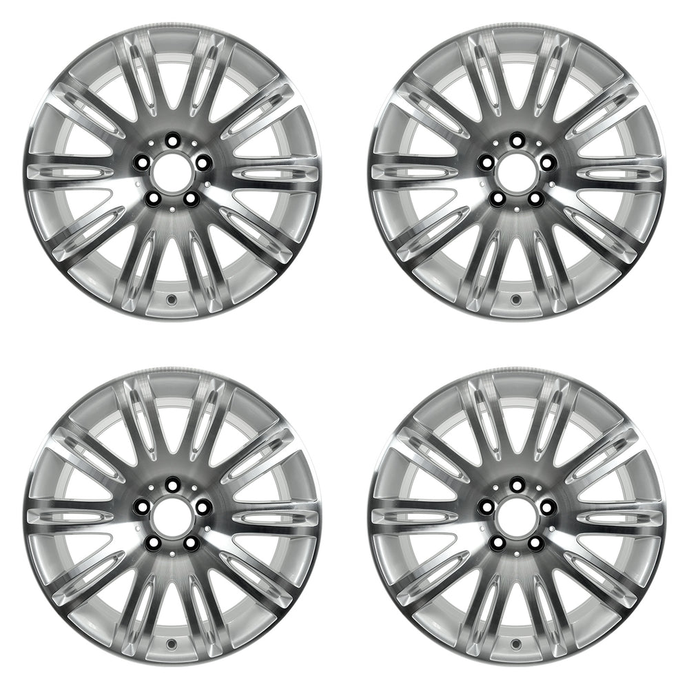 Front Rear For Mercedes E350 E550 OEM Design Wheel 18" 18x8.5 18x9 2007-2009 Machined Silver Set of 4 Replacement Rim