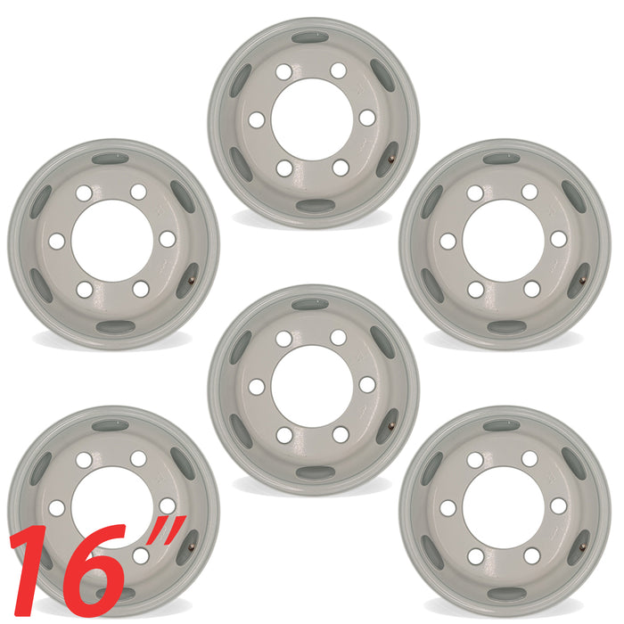 16" Set of 6 16x6 White Steel Wheels For ISUZU NPR NPR-HD NQR 1995-2025 OEM Quality Replacement Rim 8971451132