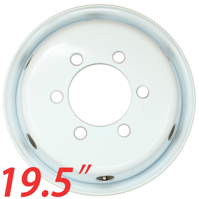 19.5" Single 19.5x6 White Steel Wheel For ISUZU NPR NPR-HD NQR NRR 1995-2025 OEM Design Replacement Rim 8980939730